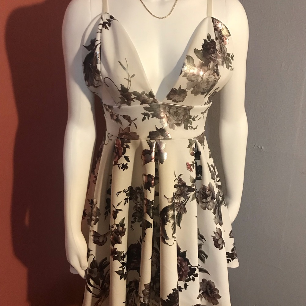 Beautiful Dress, bone white with metallic colors